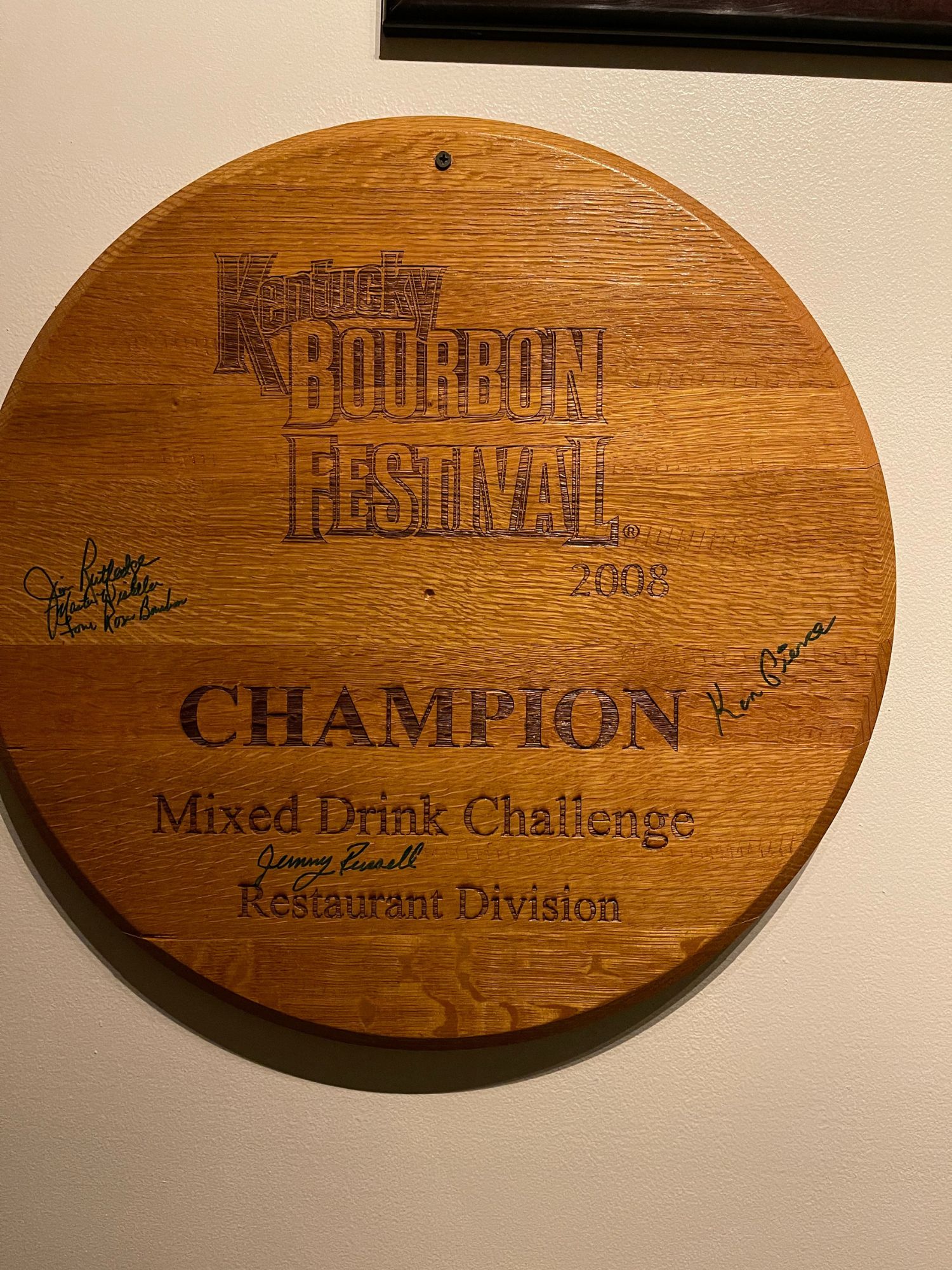 Kentucky Bourbon Festival Signed Barrel Head