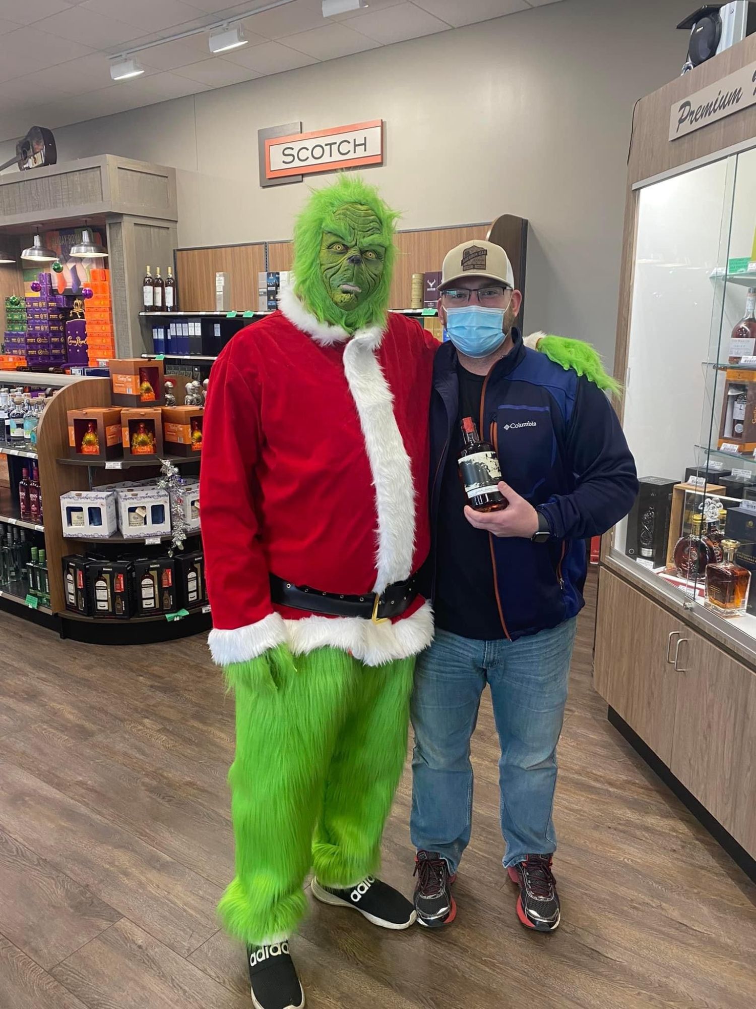 The Grinch Visiting Store 4 with customers